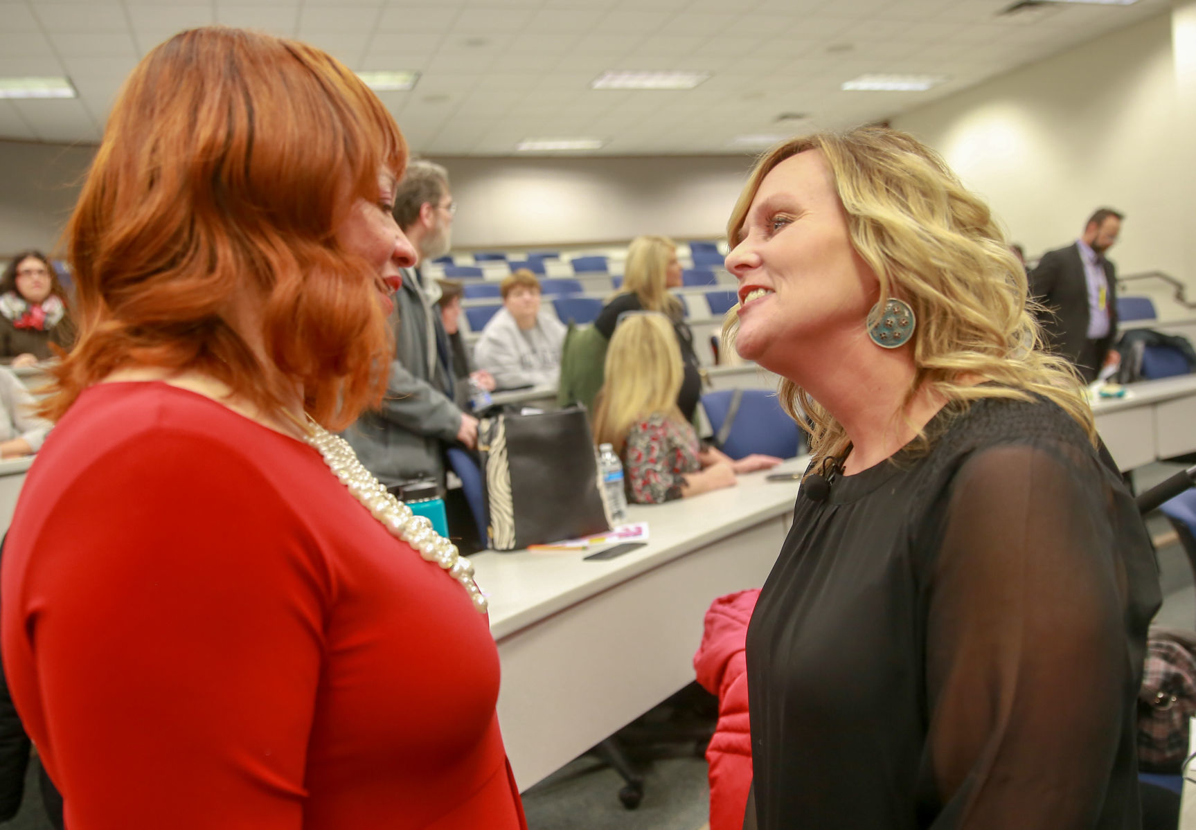 State Superintendent of Education Jennifer McCormick speaks at Merrillville High School